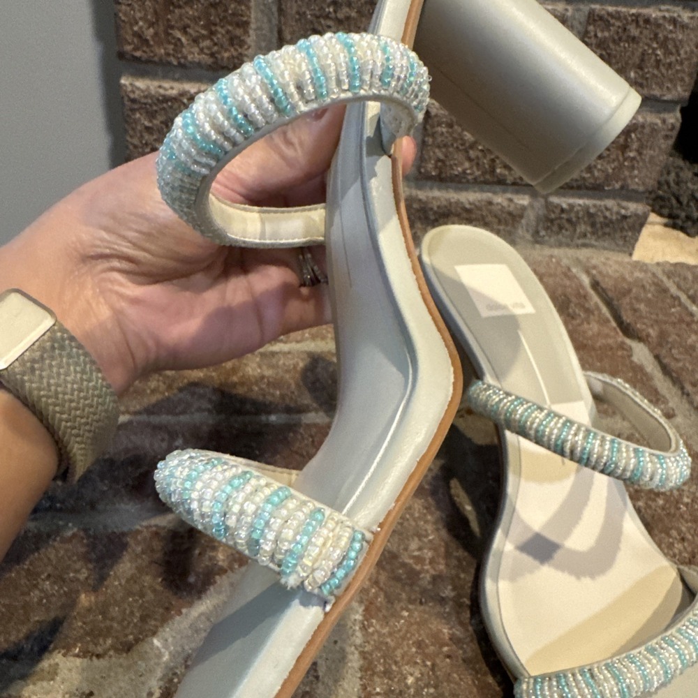 Dolce Vita Womens Nolah Beaded Sandals Mint Multi Leather Block Heel Slides 8.5 - Picture 10 of 15
